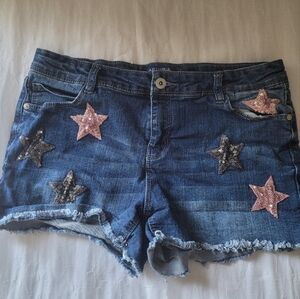 Arizona Jean Co Shortie Shorts With Sequins Stars